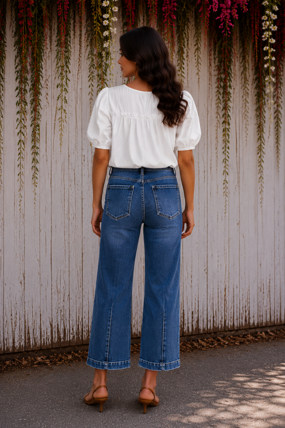 * High-rise
* Cropped
* Tapered
* Boyfriend
* 5 pocket styling
* Belt loops
* Medium blue wash
* Button/zipper closure
* Stretchy