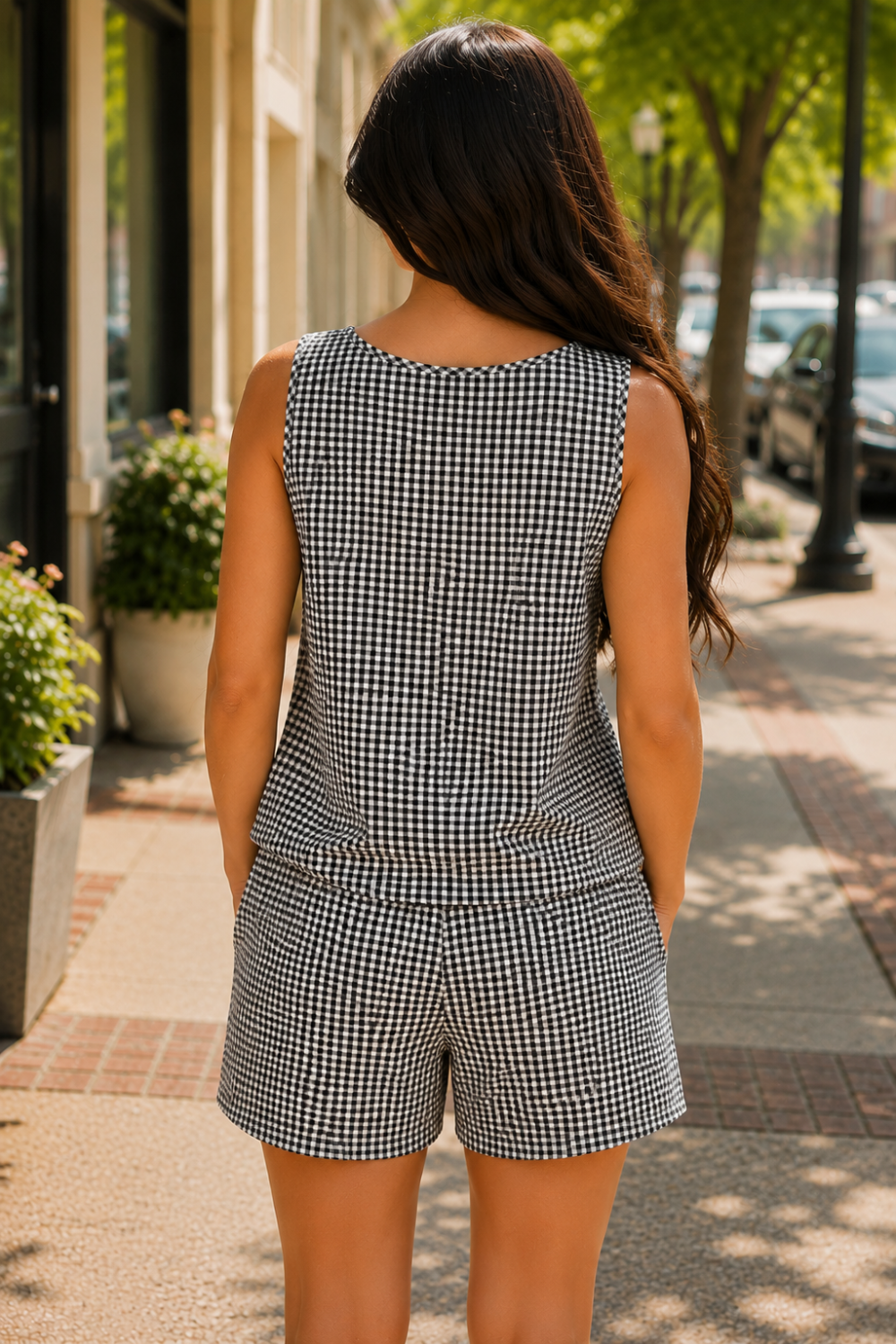 * Two-piece set
* Round neck
* Buttoned
* Sleeveless
* Buttoned shorts
* Pocketed
* No stretch
