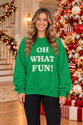 Shop the Oh What Fun Graphic Sweatshirt in vibrant green with white  lettering. 