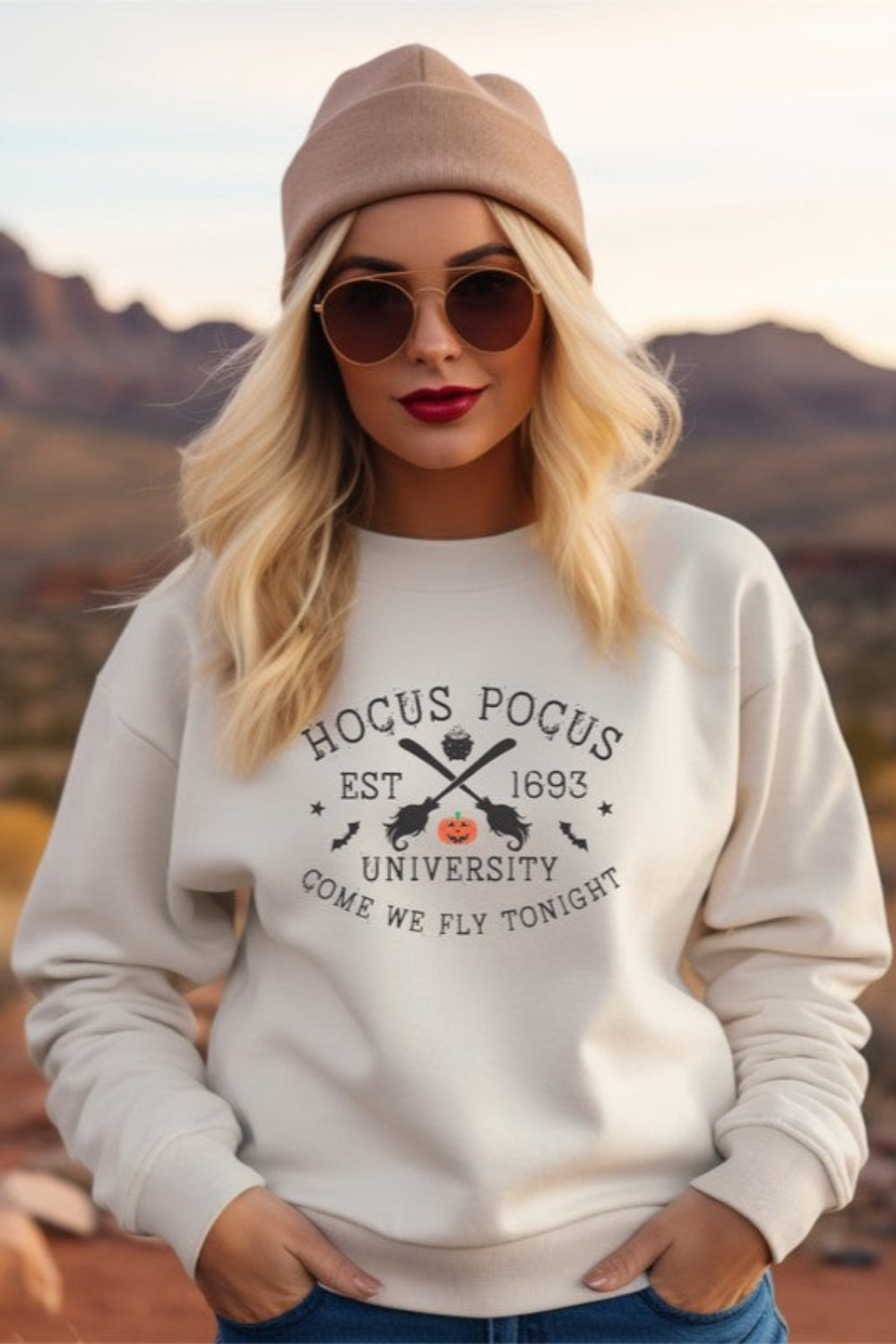 Graphic sweatshirt, pullover, crewneck, long sleeve, drop shoulder, fleece lined, no stretch, front view