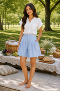 * Elastic waist
* Pleated
* Hook & zipper closure
* Belt loops
* High-waist
* Some stretch
