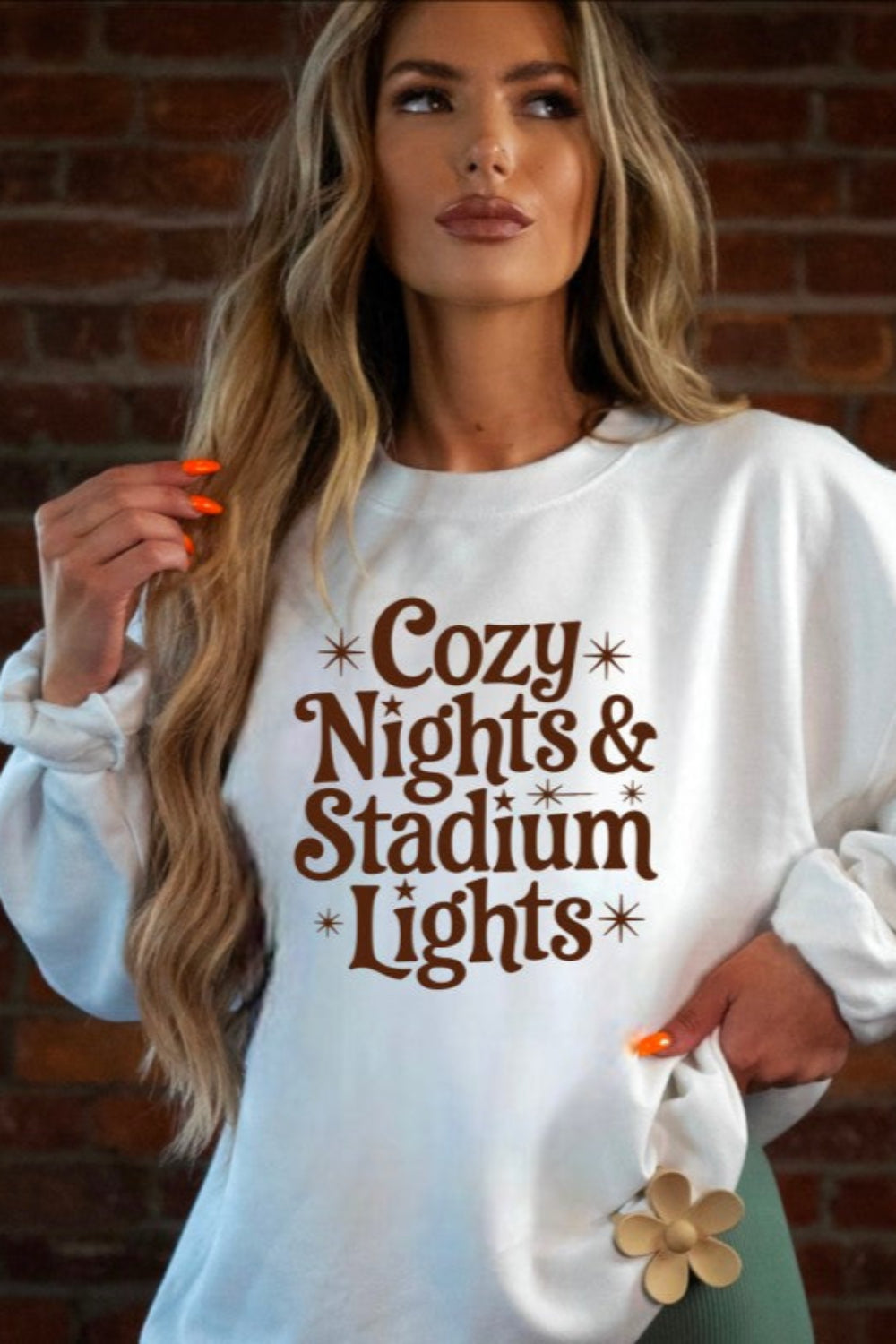 graphic sweatshirt, long sleeve, round neck, drop shoulder, oversized, several colors, front view
