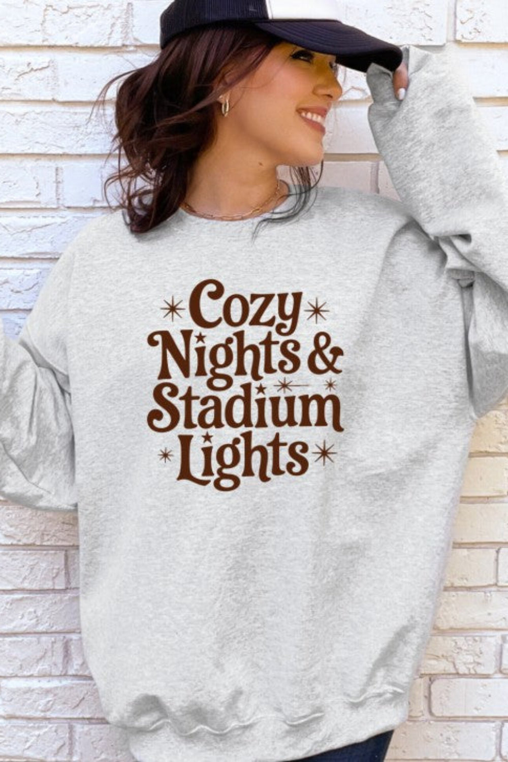 graphic sweatshirt, long sleeve, round neck, drop shoulder, oversized, several colors, front view
