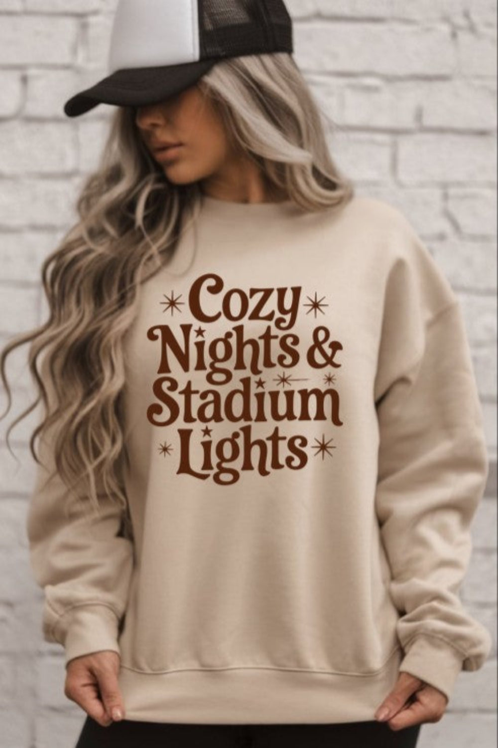 graphic sweatshirt, long sleeve, round neck, drop shoulder, oversized, several colors, front view