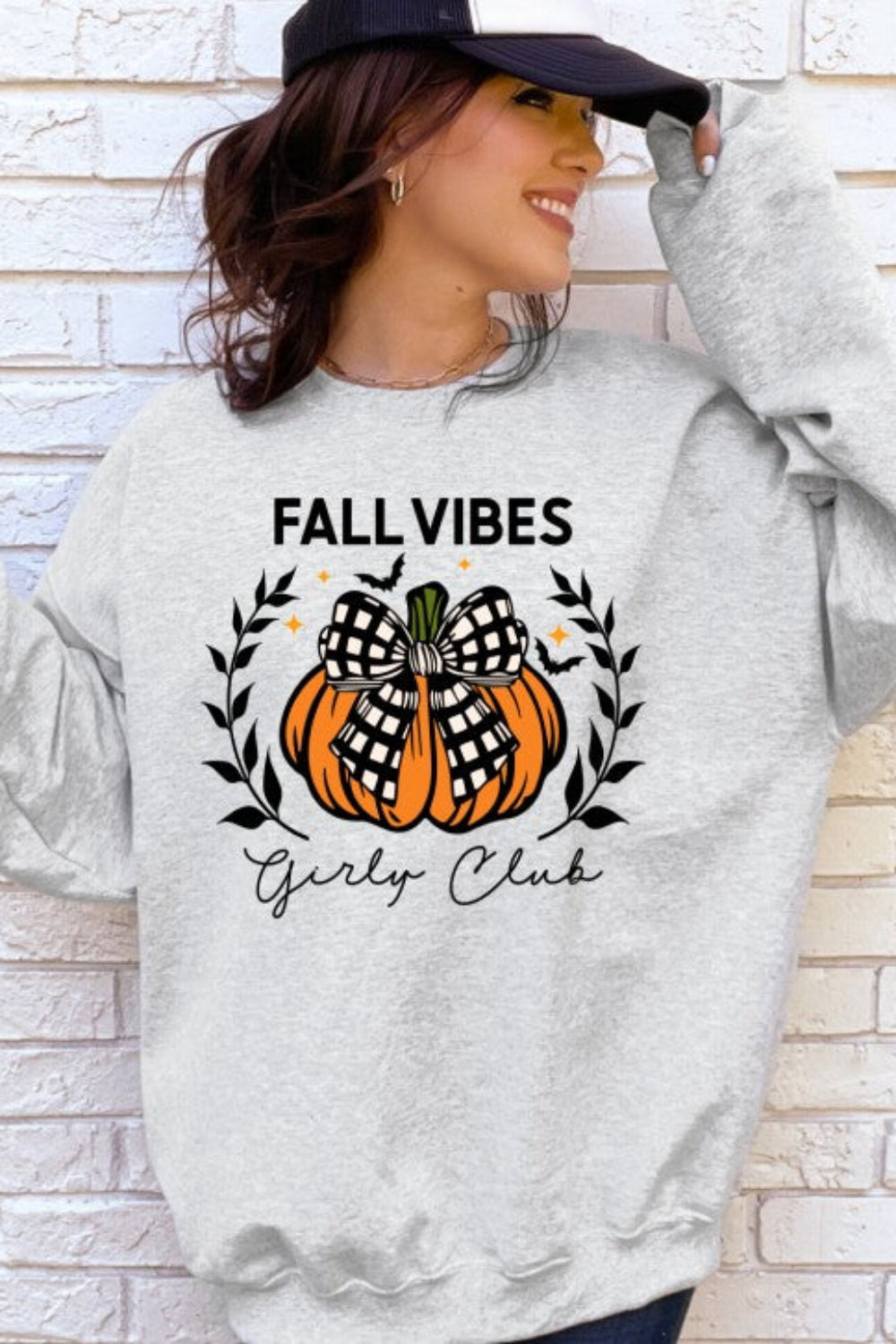 Graphic sweatshirt, long sleeve, pullover, drop shoulder, crewneck, oversized, fleece lined, no stretch, front view
