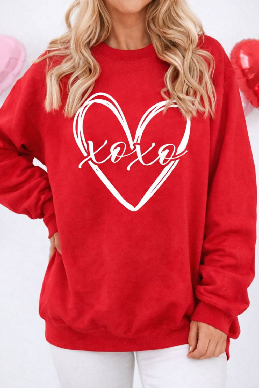 sweatshirt, pullover, round neck, drop shoulder, long sleeve, graphic, ribbed, slightly stretchy, front view