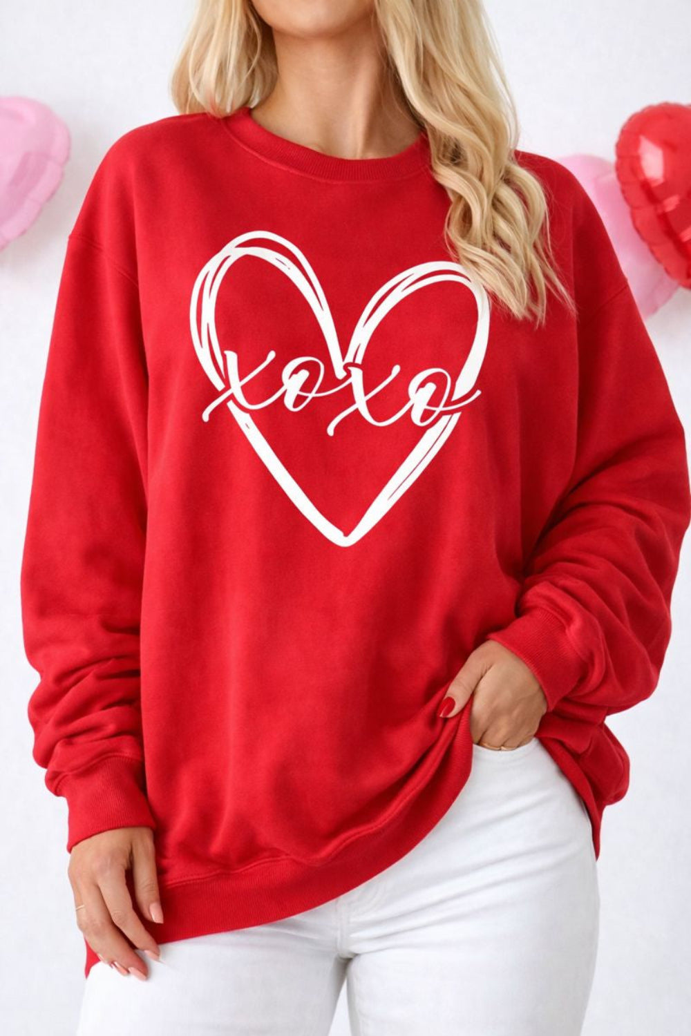 sweatshirt, pullover, round neck, drop shoulder, long sleeve, graphic, ribbed, slightly stretchy, front view