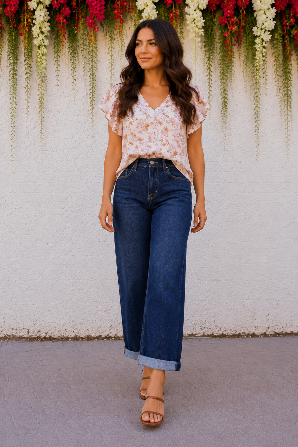 * Solid dark wash
* Mid-rise
* Slouchy
* Cropped
* Cuffed hem
* Button/zipper closure
* Belt loops
* Pocketed
* Stretchy
