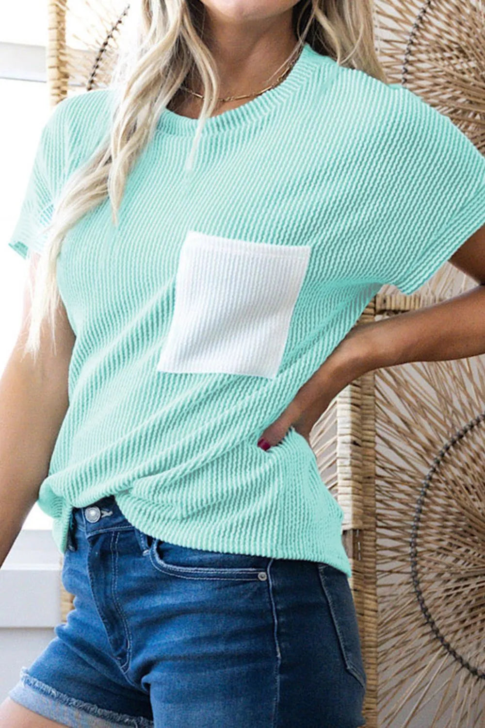 CORDED COLOR BLOCK T-SHIRT