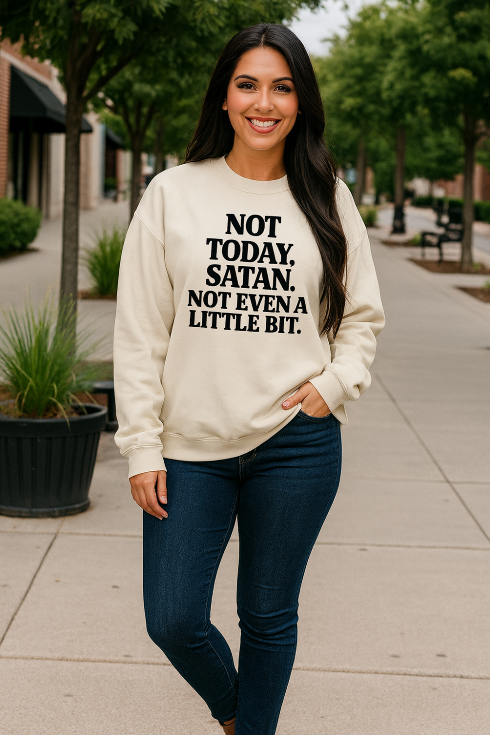 Graphic sweatshirt, long sleeve, pullover, drop shoulder, round neck, fleece lined, pre-shrunk, slight stretch, front view