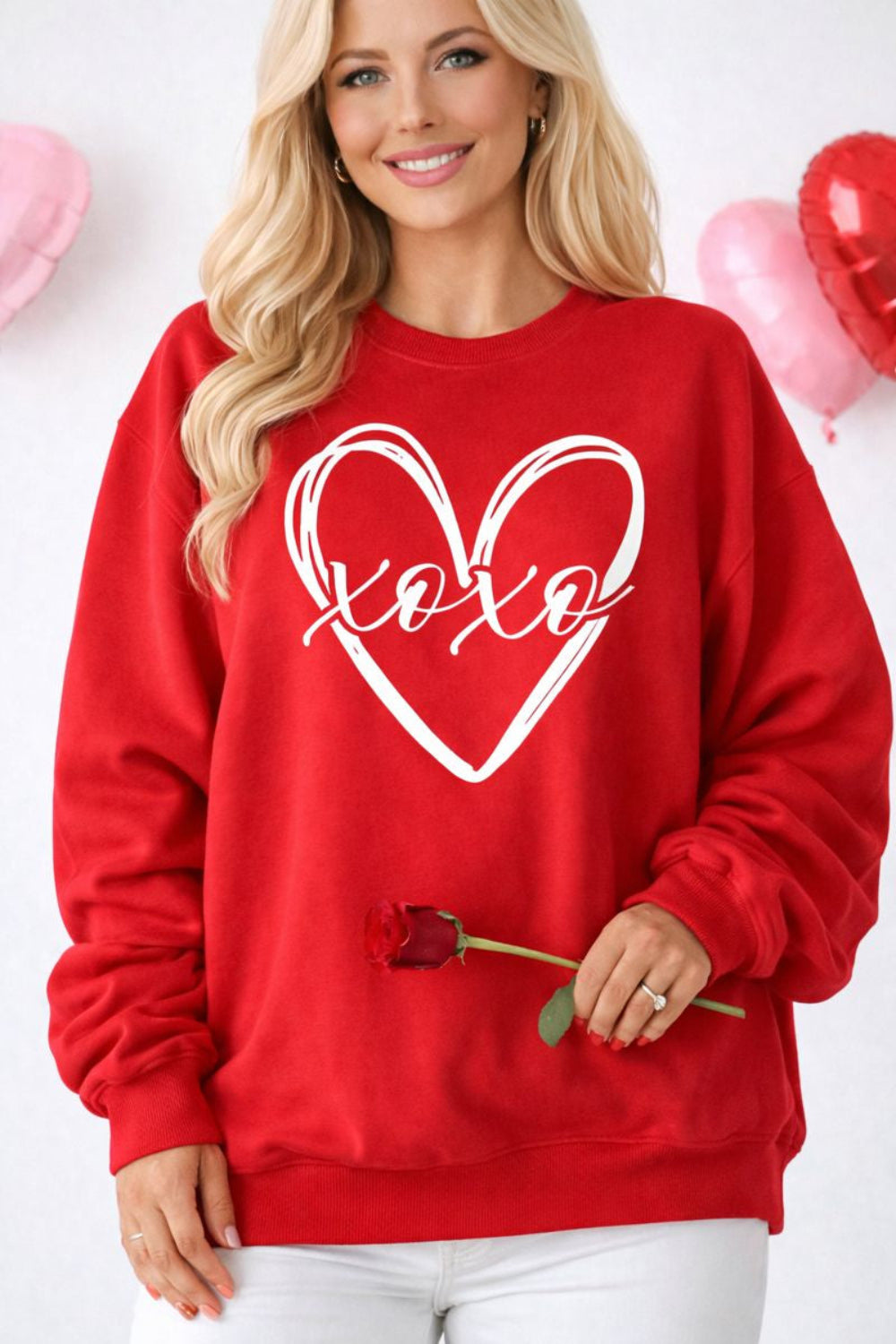 sweatshirt, pullover, round neck, drop shoulder, long sleeve, graphic, ribbed, slightly stretchy, front view