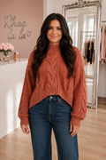* Oversized sweater
* Cable knit
* Chunky fit
* Round neck
* Drop shoulder
* Long sleeve
* Stretchy