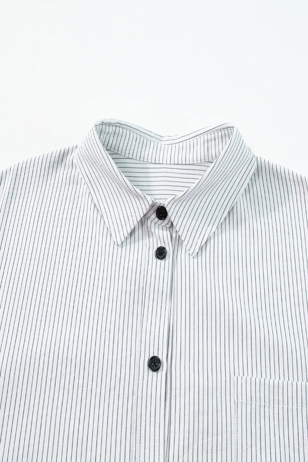Long sleeve ,  Striped,  Collared,  Roll up sleeves,  Pocketed,  Opaque,  No stretch, Shirt, Close Up View