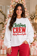 Christmas Crew Graphic Sweatshirt in white with green and red lettering, Making Memories Together graphic, crew neck and long sleeves.