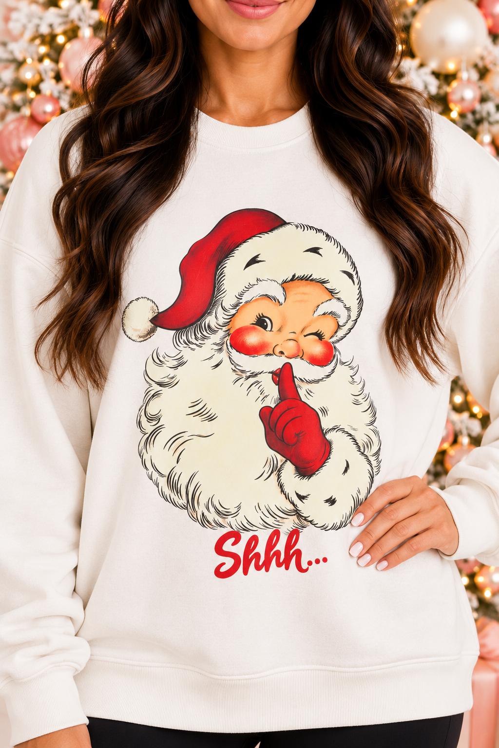 Holly Jolly Vibes Graphic Sweatshirt in Christmas red with bold white retro lettering, starburst accents, crew neckline, and long sleeves.