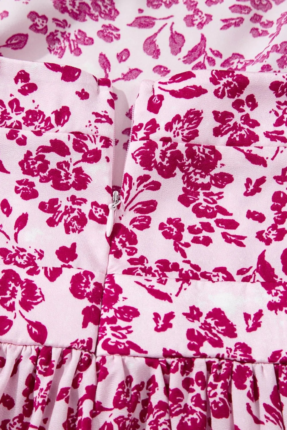 Maxi dress, floral print, cutout back, square neck, pocketed, strap shoulders, back zipper, opaque, unlined, no stretch close up view