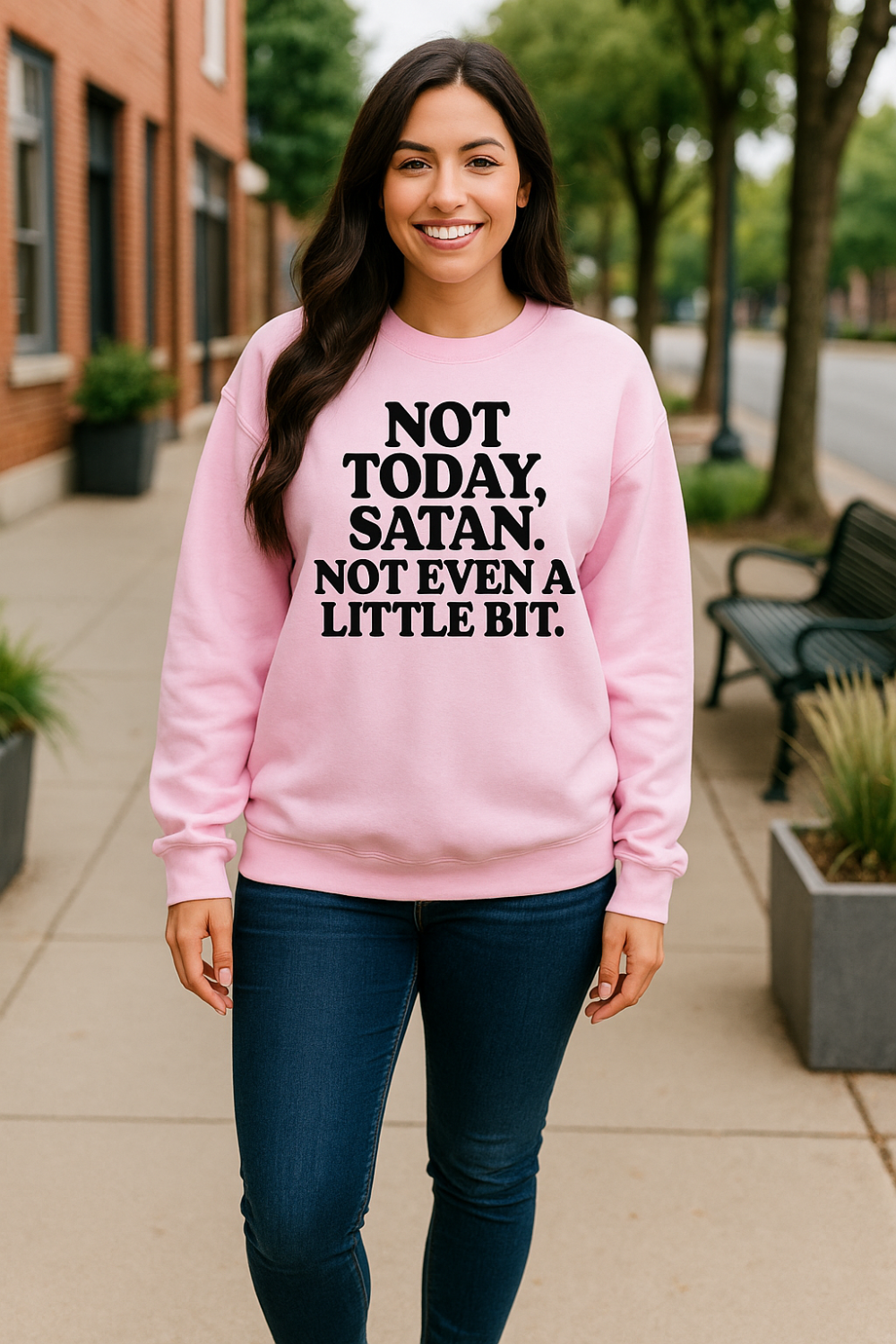 Graphic sweatshirt, long sleeve, pullover, drop shoulder, round neck, fleece lined, pre-shrunk, slight stretch, front view