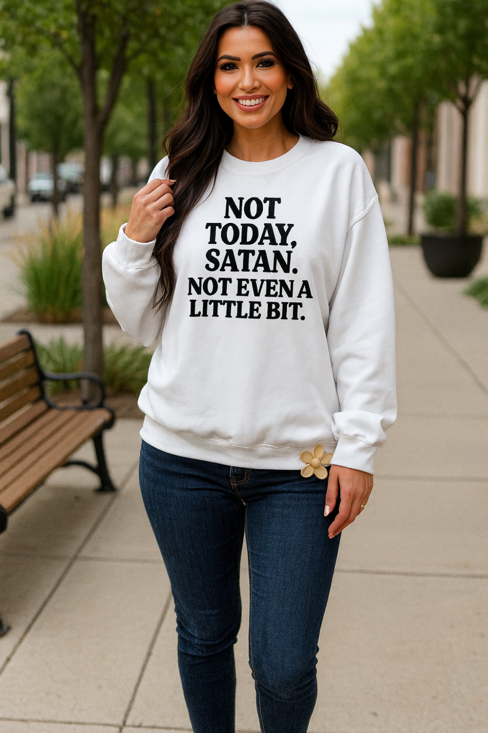 Graphic sweatshirt, long sleeve, pullover, drop shoulder, round neck, fleece lined, pre-shrunk, slight stretch, front view