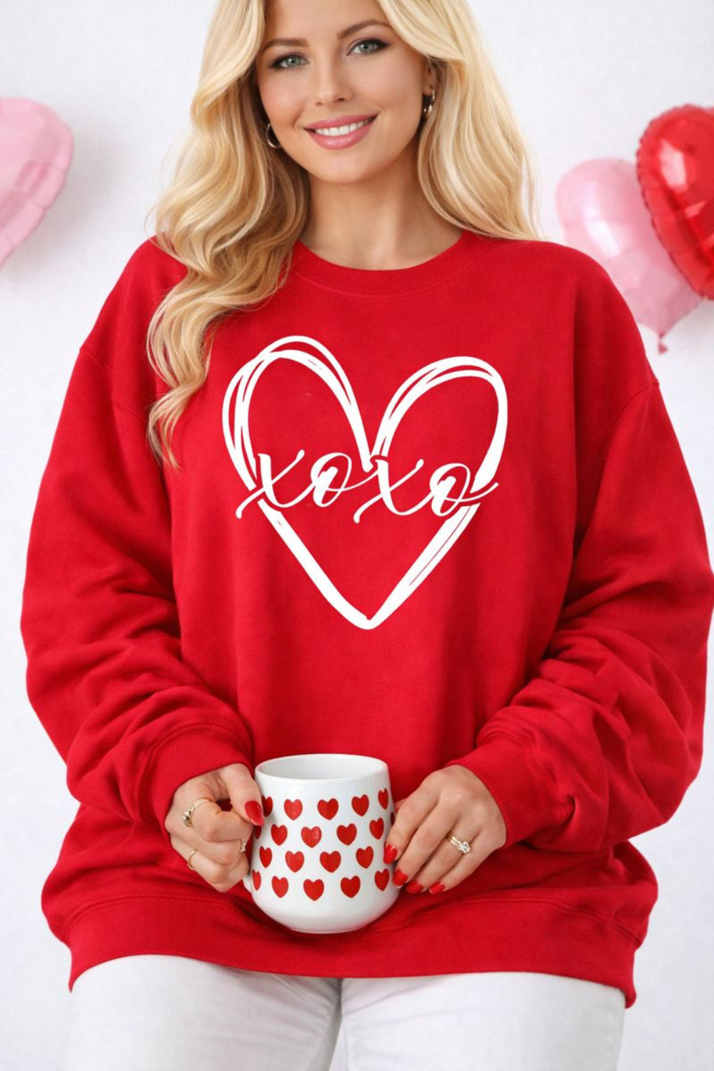 sweatshirt, pullover, round neck, drop shoulder, long sleeve, graphic, ribbed, slightly stretchy, front view