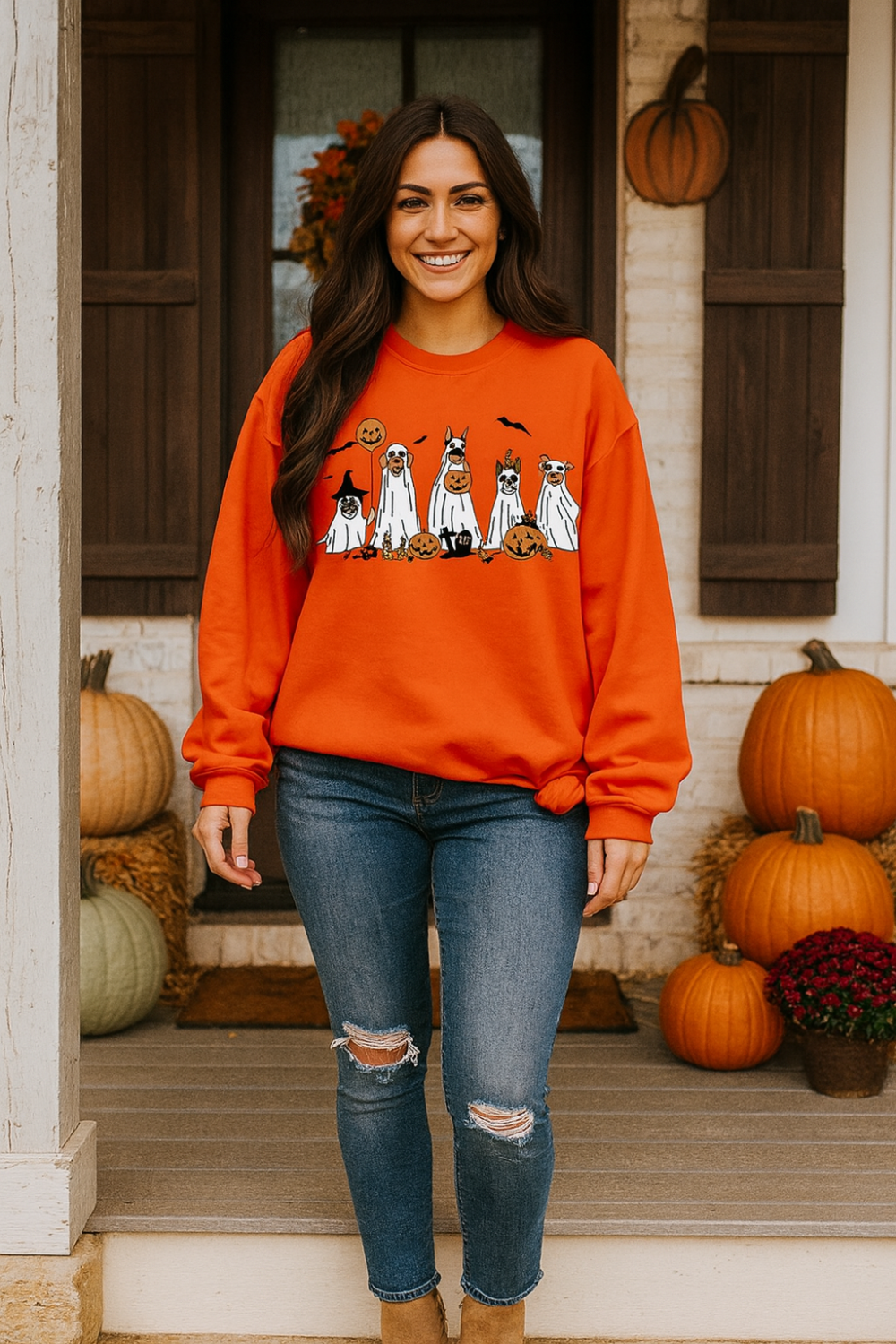 Graphic sweatshirt, round neck, pullover, long sleeve, fleece lined, drop shoulder, no stretch, front view