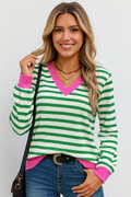 THE STRIPED V-NECK TOP
