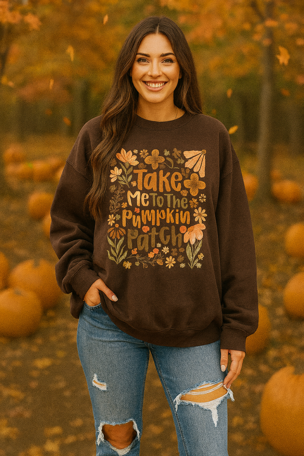 Graphic sweatshirt, high-quality DTF printed graphic, pullover, long sleeve, drop shoulder, crewneck, fleece lined, oversized, no stretch, front view
