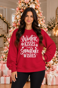 Wonderful Christmas Time Graphic Sweatshirt in white, modeled front view with colorful retro Christmas lettering and festive accents.