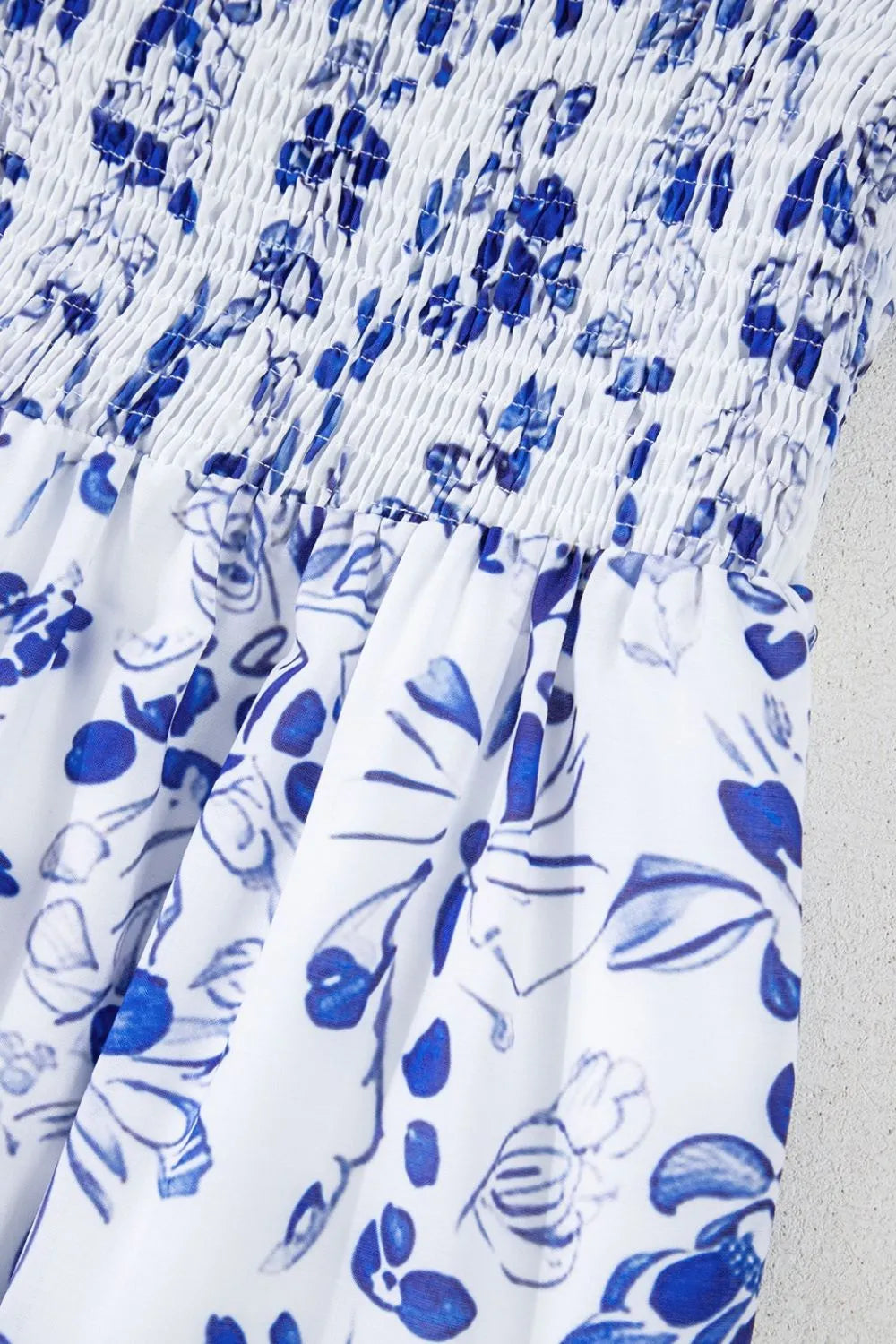 Maxi dress, Smocked,  Puff sleeve, Square neck, Pleated, Square back, Not lined, Opaque, No stretch close up view